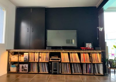 meuble TV à vinyles et son meuble CD